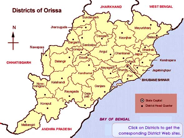 Districts of Orissa Map