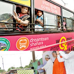 Woman city buses in Bhubaneswar