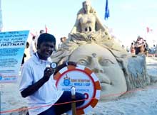 Sudarsan Pattnaik won 2 awards at sand sculpting World Cup